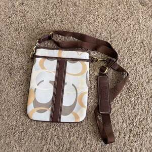 Coach Signature Jacquard Swingpack Crossbody Bag with Leather Trim